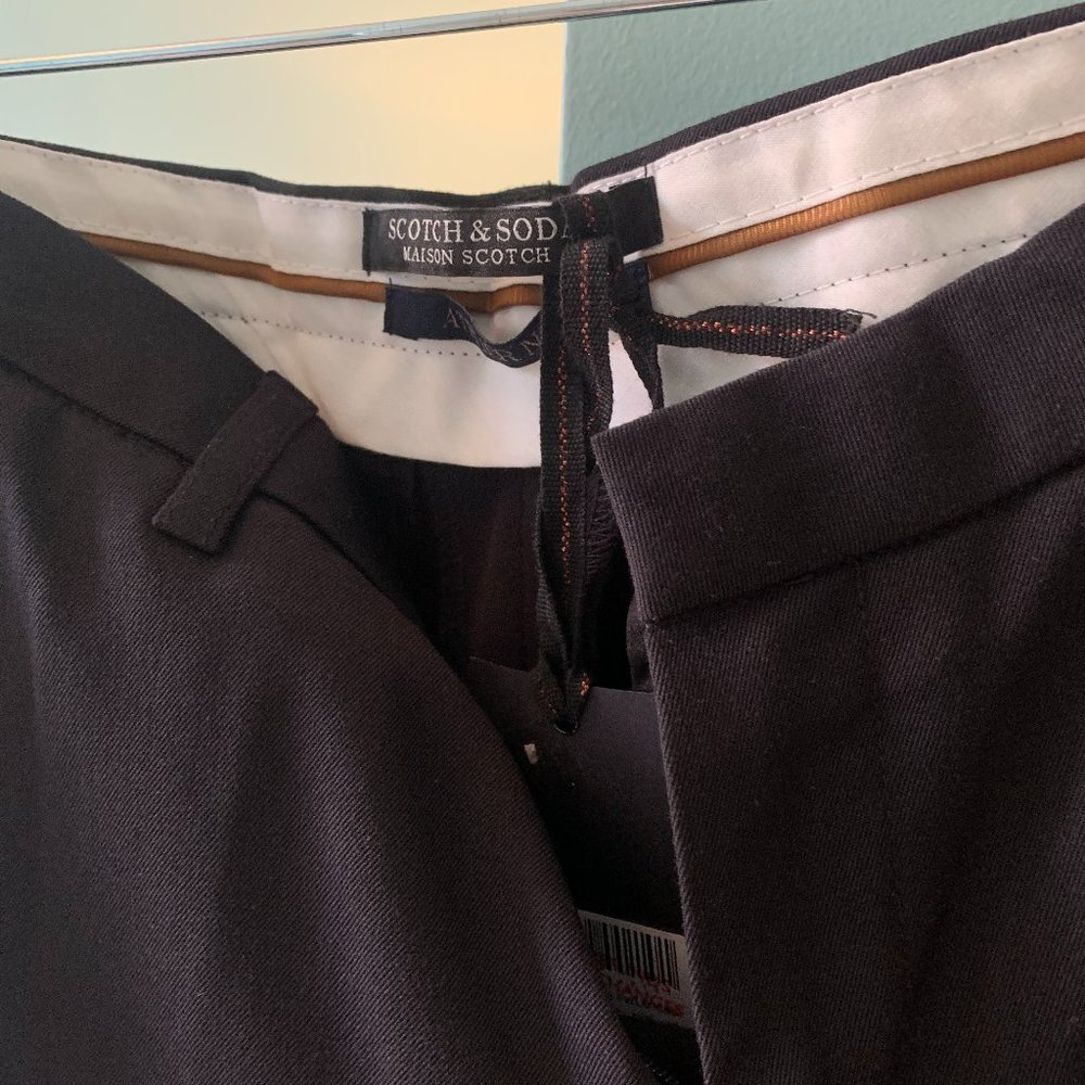 Scotch & Soda tailored pants with yellow snakeskin stripe